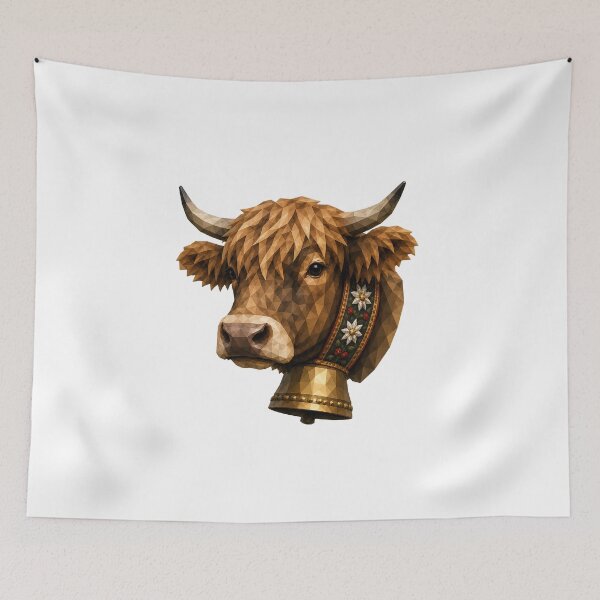 Item preview, Geometric Highland cattle, Low Poly Highland cow, Alpine style animal art designed and sold by filou designs.