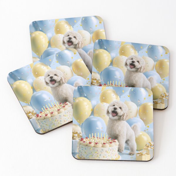 Item preview, Cute Birthday Dog with Cake and Balloons Party Design designed and sold by Zabolotna_Art.