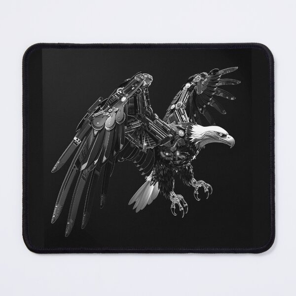 Item preview, Black and White Cybernetic Eagle Robot Art designed and sold by inkoutninja.