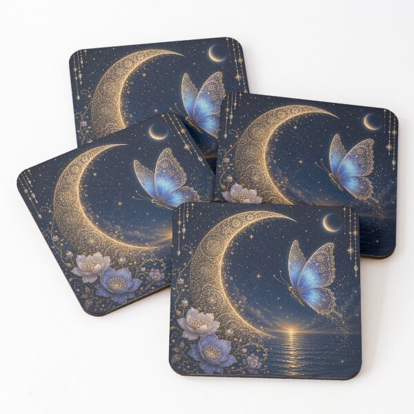 Item preview, Golden Mandala Moon Butterfly designed and sold by Mika Moonlight Art.