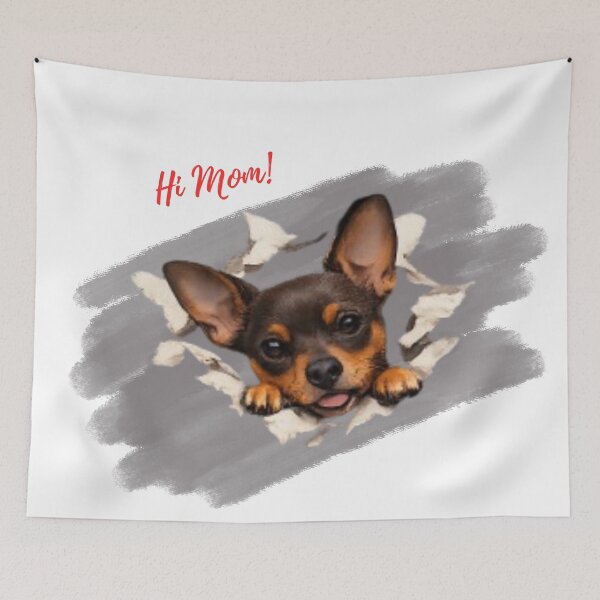 Item preview, Cute Hi Mom Mini Pin Puppy Watercolor Art designed and sold by pawfectdesign18.