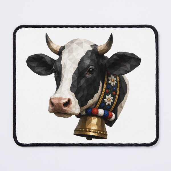 Item preview, Geometric black and white cow, low poly cow head, modern animal art designed and sold by filou designs.