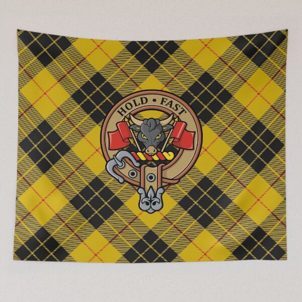 Item preview, Clan MacLeod Crest over Yellow Tartan designed and sold by sifis.