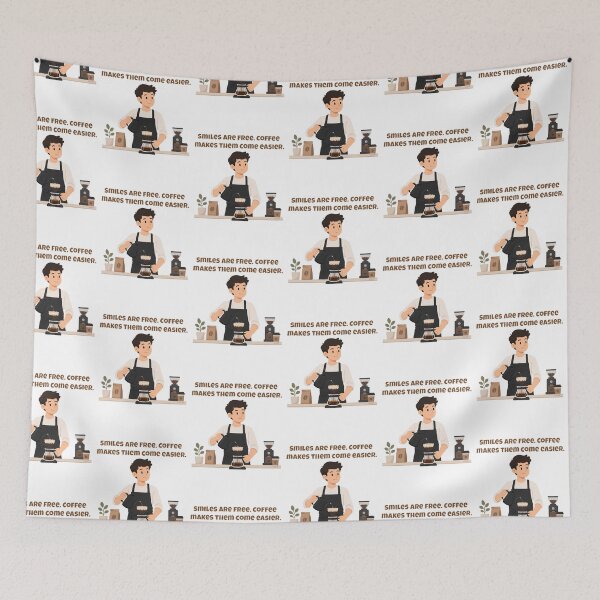 Item preview, Smiles Are Free. Coffee Makes Them Come Easier - Barista Happy Quote designed and sold by Latitude 1°N.