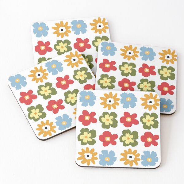 Item preview, Retro Scandinavian Floral Pattern – Colorful Vintage Flower Seamless Design (Red, Blue, Mustard, Green) designed and sold by Ailiida.