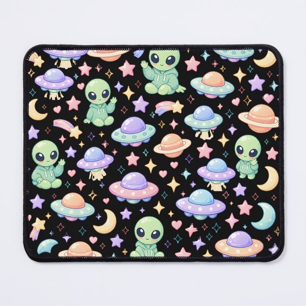 Item preview, Kawaii Pastel Alien UFO Space Pattern with Planets and Stars designed and sold by SRY SHOP.
