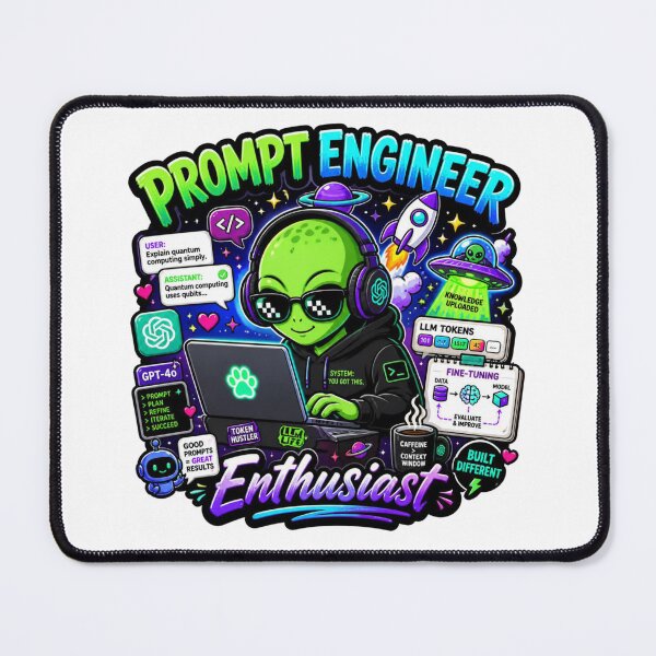 Item preview, Prompt Engineer Enthusiast – Cute Alien AI Sticker | Kawaii Tech ChatGPT Coding Vibes designed and sold by NuniDesigns.