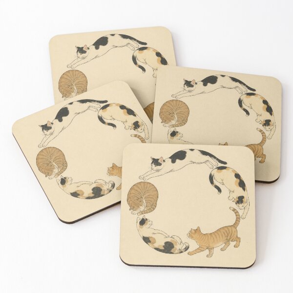 Item preview, Enso Cat Circle – Zen Circle of Cats in Japanese Woodblock Style  Edo Cats No. 10 designed and sold by Planthem.