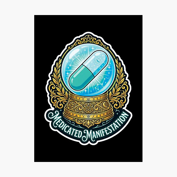 Item preview, Medicated Manifestation Funny ADHD Shirt, Crystal Ball Pill Graphic Tee, Neurodivergent Humor Apparel, Mental Health Meme Gift designed and sold by KAYJAY DESIGNS.