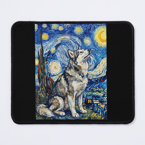 Item preview, Malamute Starry Night Van Gogh Style Dog Art designed and sold by Littermin.