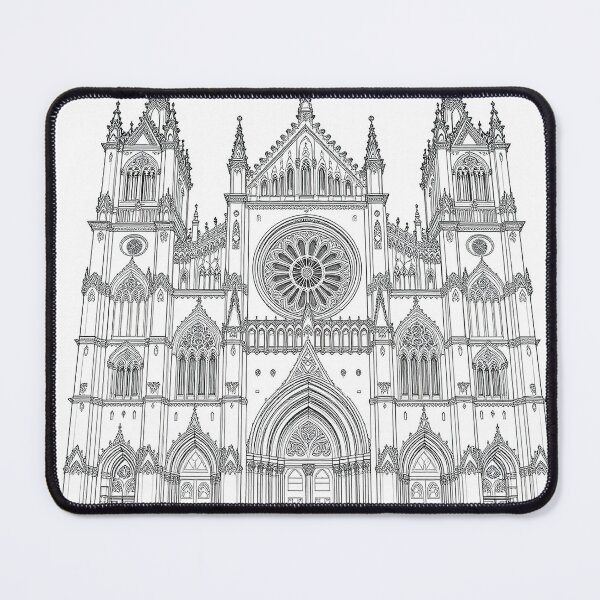 Item preview, Gothic Cathedral Line Art – Intricate Architectural Sketch of Ornate Cathedral Facade | Symmetrical Vintage Ink Drawing designed and sold by PixPixari.