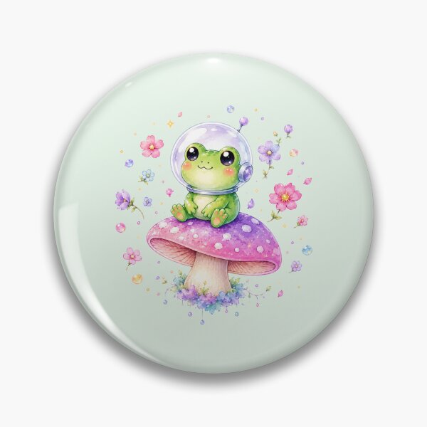 Item preview, Cute Kawaii Frog Astronaut on Cottagecore Mushroom designed and sold by Seculinator.