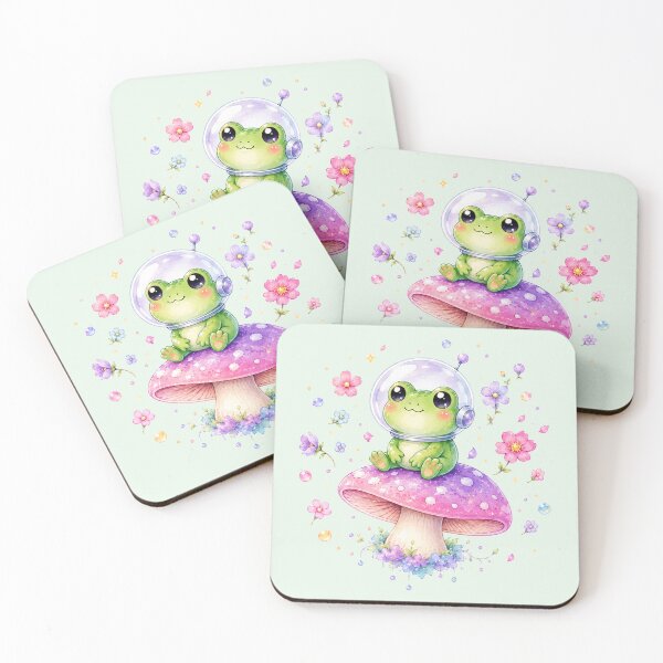 Item preview, Cute Kawaii Frog Astronaut on Cottagecore Mushroom designed and sold by Seculinator.