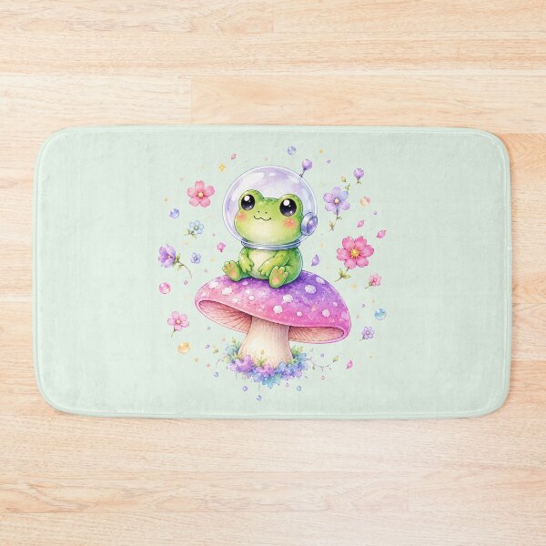 Item preview, Cute Kawaii Frog Astronaut on Cottagecore Mushroom designed and sold by Seculinator.
