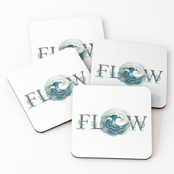Item preview, FLOW Ocean Wave Typography Watercolor Coastal Nature Wall Art designed and sold by Presshue.