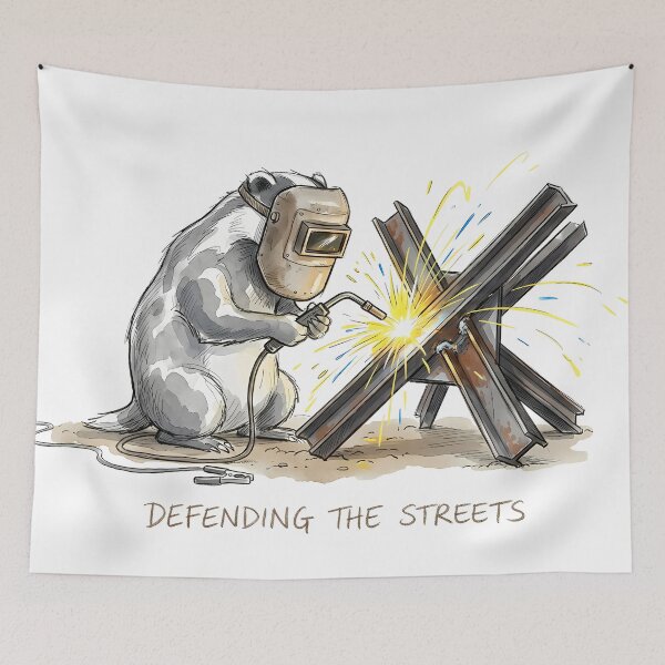 Item preview, Defending the Streets: Determined Badger Welder watercolor art designed and sold by SoulPT.