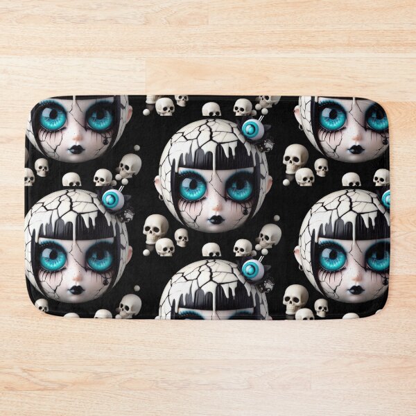 Item preview, Creepy Cute Cracked Porcelain Doll Head with Teal Star Eyes designed and sold by LujziWorld.