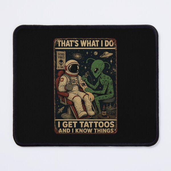 Item preview, Retro Space Tattoo Artist Alien and Astronaut Parlor designed and sold by eliramaison.