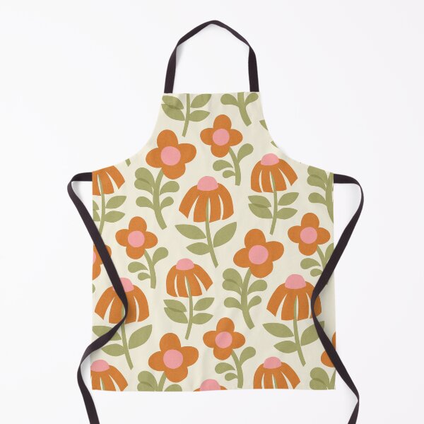 Item preview, Mid Century Mod Flowers in Earthy Orange on Cream designed and sold by Perrin Le Feuvre.