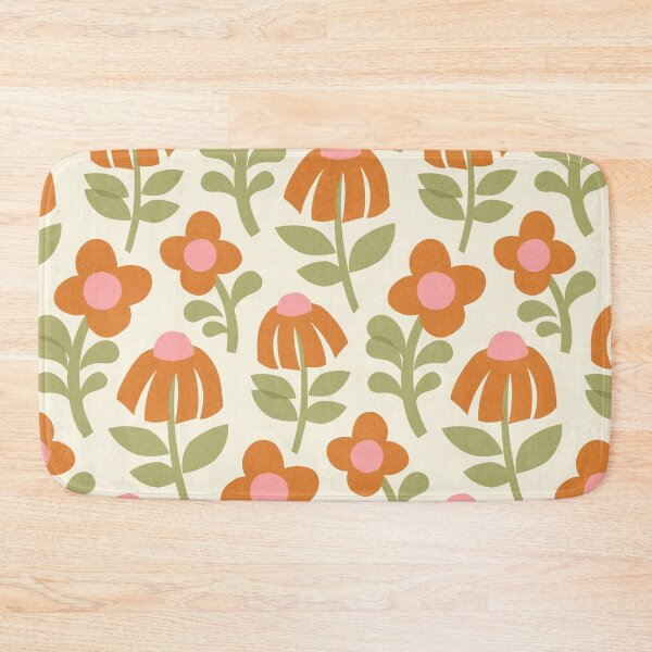 Item preview, Mid Century Mod Flowers in Earthy Orange on Cream designed and sold by Perrin Le Feuvre.