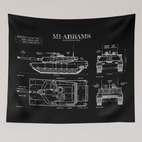 Item preview, M1 ABRAMS- Main Battle Tank (White Stencil - No Background) designed and sold by BGALAXY.