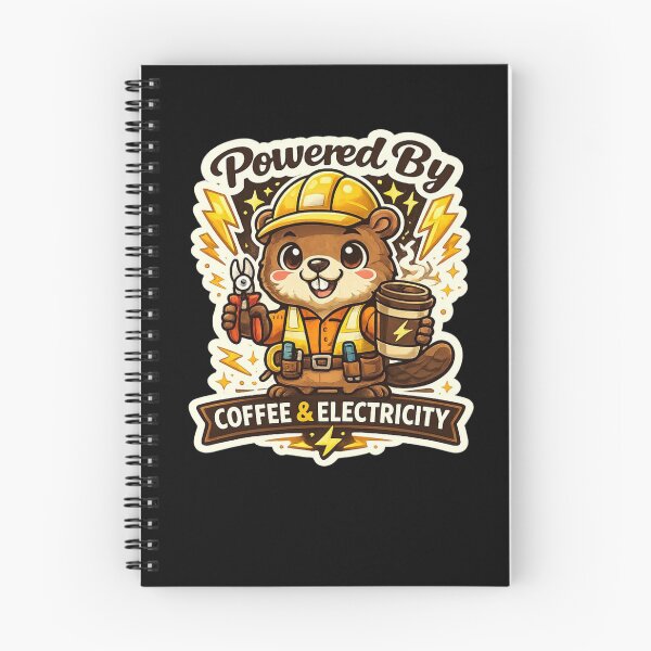 Item preview, Powered By Coffee & Electricity Funny Electrician Beaver T-Shirt designed and sold by Digital_products_0111.