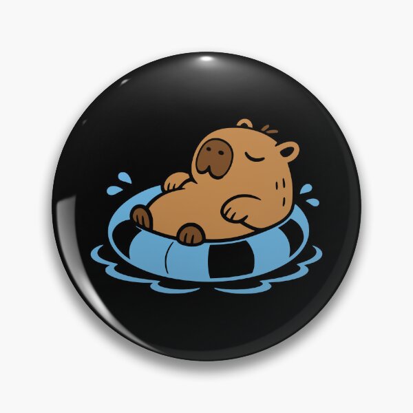 Item preview, Cute Capybara Floating in Pool Inflatable Ring designed and sold by MavtM.