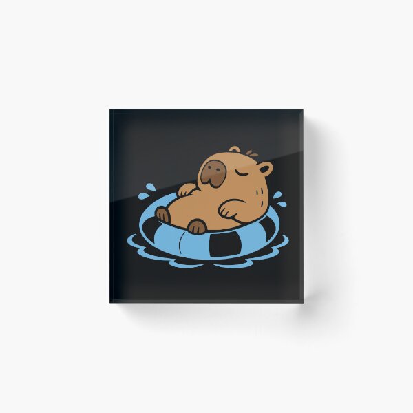 Item preview, Cute Capybara Floating in Pool Inflatable Ring designed and sold by MavtM.