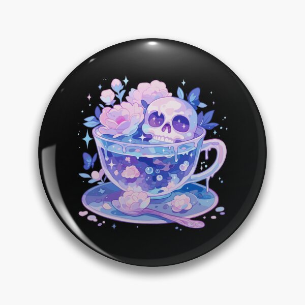 Item preview, Pastel Goth Skull Tea Cute Creepy Art designed and sold by Tinycraftyalien.