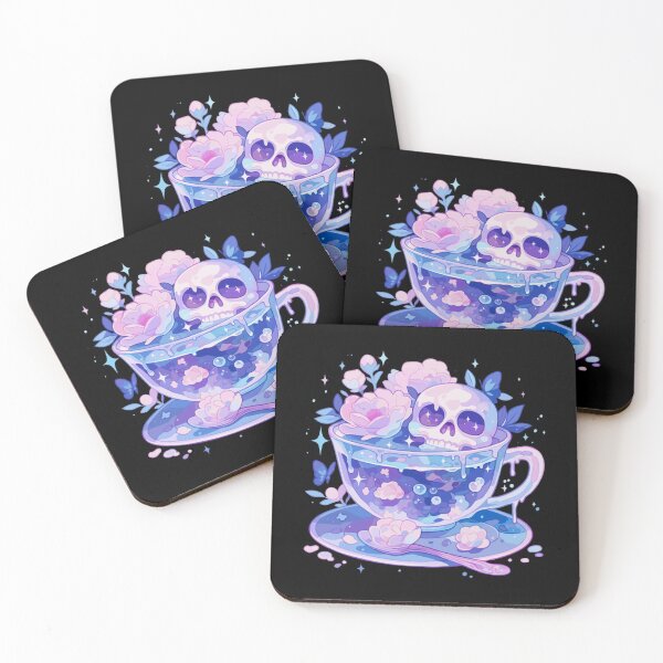Item preview, Pastel Goth Skull Tea Cute Creepy Art designed and sold by Tinycraftyalien.