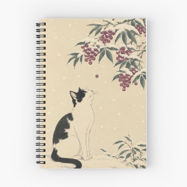 Item preview, Cat and Winter Berries – Vintage Japanese Woodblock Style  Edo Cats No. 11 designed and sold by Planthem.