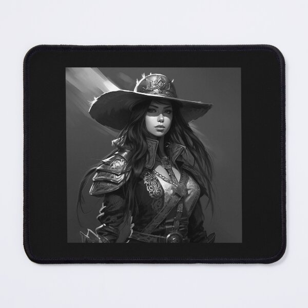 Item preview, Black and White Fantasy Witch Warrior Portrait designed and sold by inkoutninja.