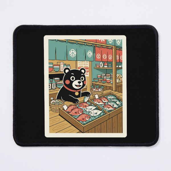 Item preview, Cute Bear Running a Cozy Seafood Market Stall designed and sold by JordynLadukeg65.
