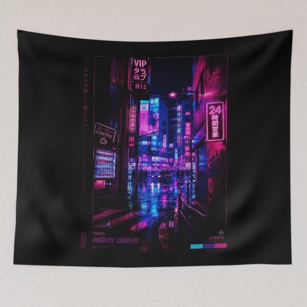 Item preview, Neon Tokyo Alley at Midnight Cyberpunk City Rain Scene designed and sold by ferminhays.
