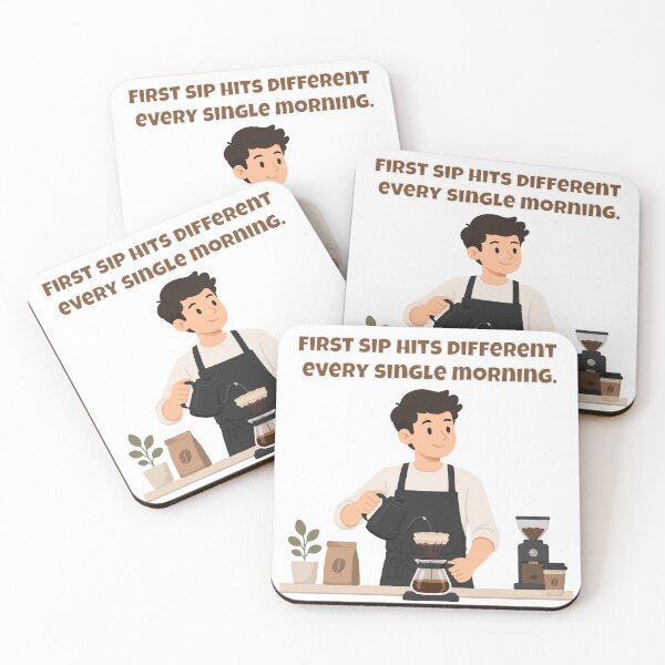 Item preview, First Sip Hits Different Every Single Morning - Barista Coffee Lover Quote designed and sold by Latitude 1°N.
