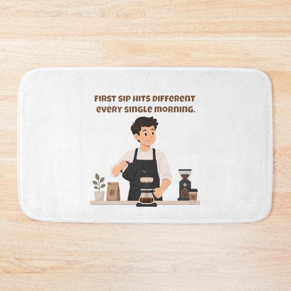 Item preview, First Sip Hits Different Every Single Morning - Barista Coffee Lover Quote designed and sold by Latitude 1°N.