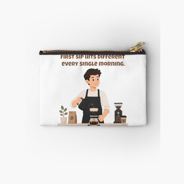 Item preview, First Sip Hits Different Every Single Morning - Barista Coffee Lover Quote designed and sold by Latitude 1°N.