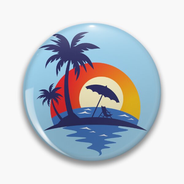 Item preview, Retro Summer Sunset Tropical Beach Lounge Chair Palm Trees designed and sold by SolutionsArt.