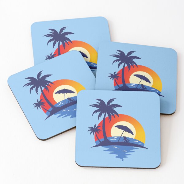 Item preview, Retro Summer Sunset Tropical Beach Lounge Chair Palm Trees designed and sold by SolutionsArt.