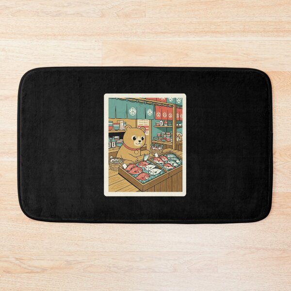 Item preview, Cute Market Bear Sorting Fresh Fish at a Cozy Stall designed and sold by JordynLadukeg65.