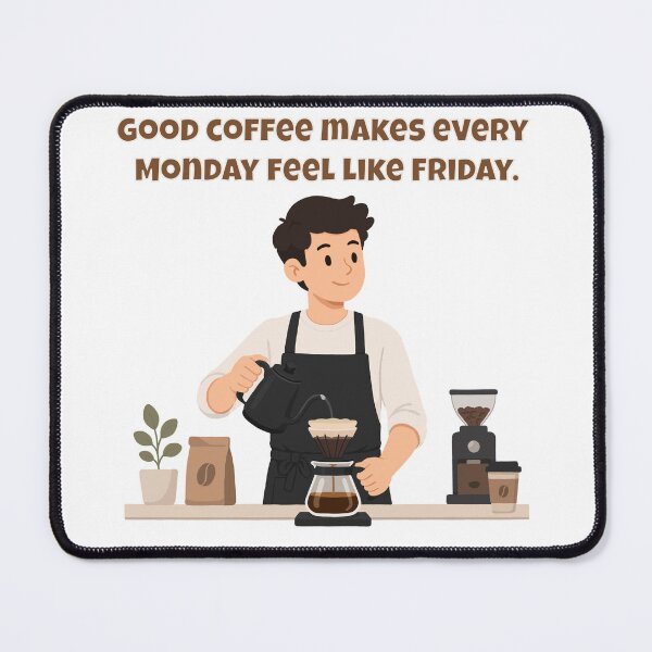 Item preview, Good Coffee Makes Every Monday Feel Like Friday - Funny Barista Week Quote designed and sold by Latitude 1°N.