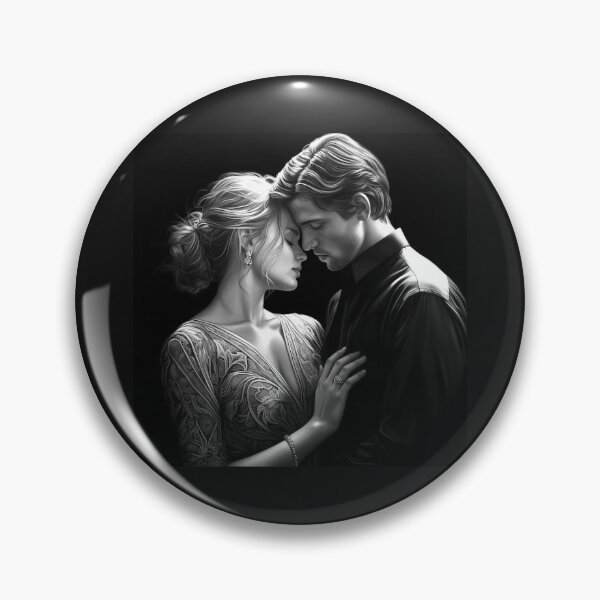 Item preview, Black and White Romantic Couple Portrait Art designed and sold by inkoutninja.