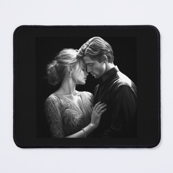 Item preview, Black and White Romantic Couple Portrait Art designed and sold by inkoutninja.