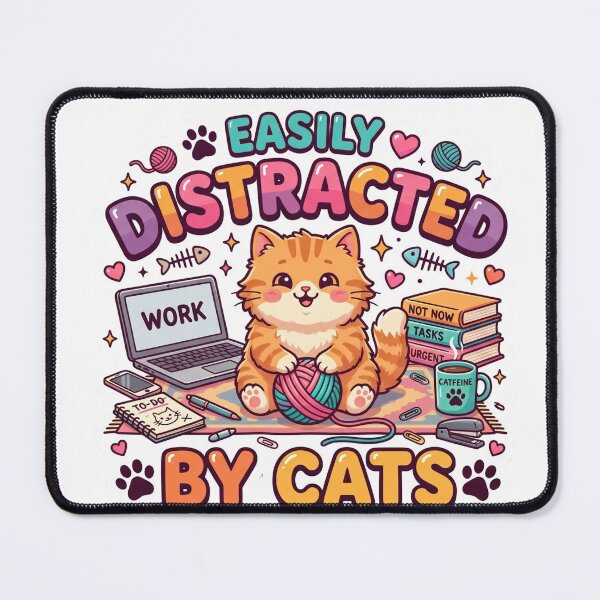 Item preview, Easily Distracted By Cats Funny Cat Lover Design designed and sold by Pixel Analytics.