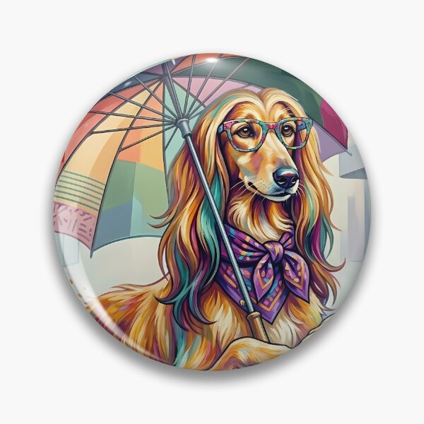Item preview, Pop Art Afghan Hound with Umbrella - Fashion DJ Cafe Dog designed and sold by Pfotenfaden.