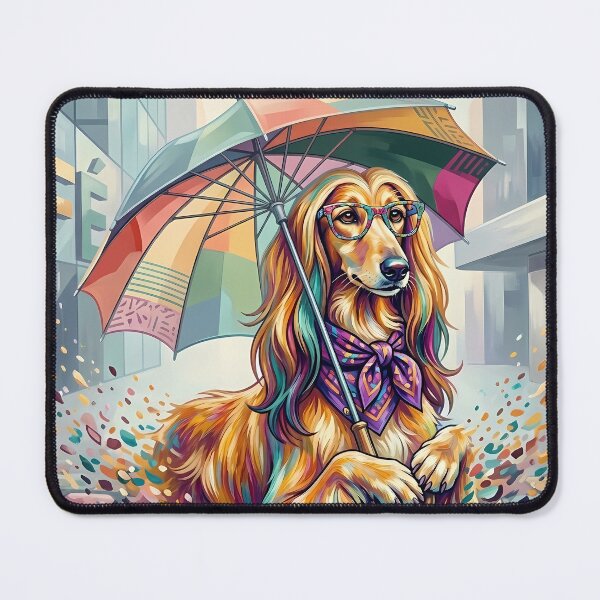 Item preview, Pop Art Afghan Hound with Umbrella - Fashion DJ Cafe Dog designed and sold by Pfotenfaden.