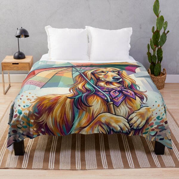 Item preview, Pop Art Afghan Hound with Umbrella - Fashion DJ Cafe Dog designed and sold by Pfotenfaden.