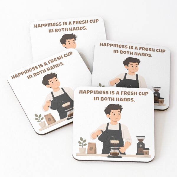 Item preview, Happiness Is A Fresh Cup In Both Hands - Barista Coffee Joy Quote designed and sold by Latitude 1°N.