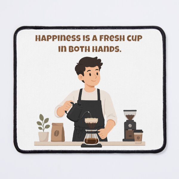 Item preview, Happiness Is A Fresh Cup In Both Hands - Barista Coffee Joy Quote designed and sold by Latitude 1°N.