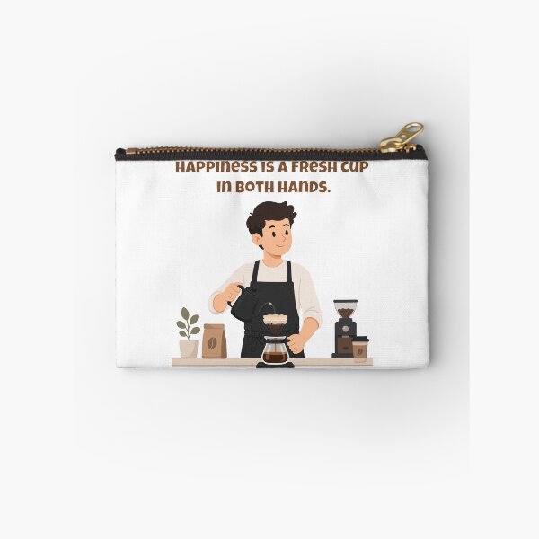 Item preview, Happiness Is A Fresh Cup In Both Hands - Barista Coffee Joy Quote designed and sold by Latitude 1°N.